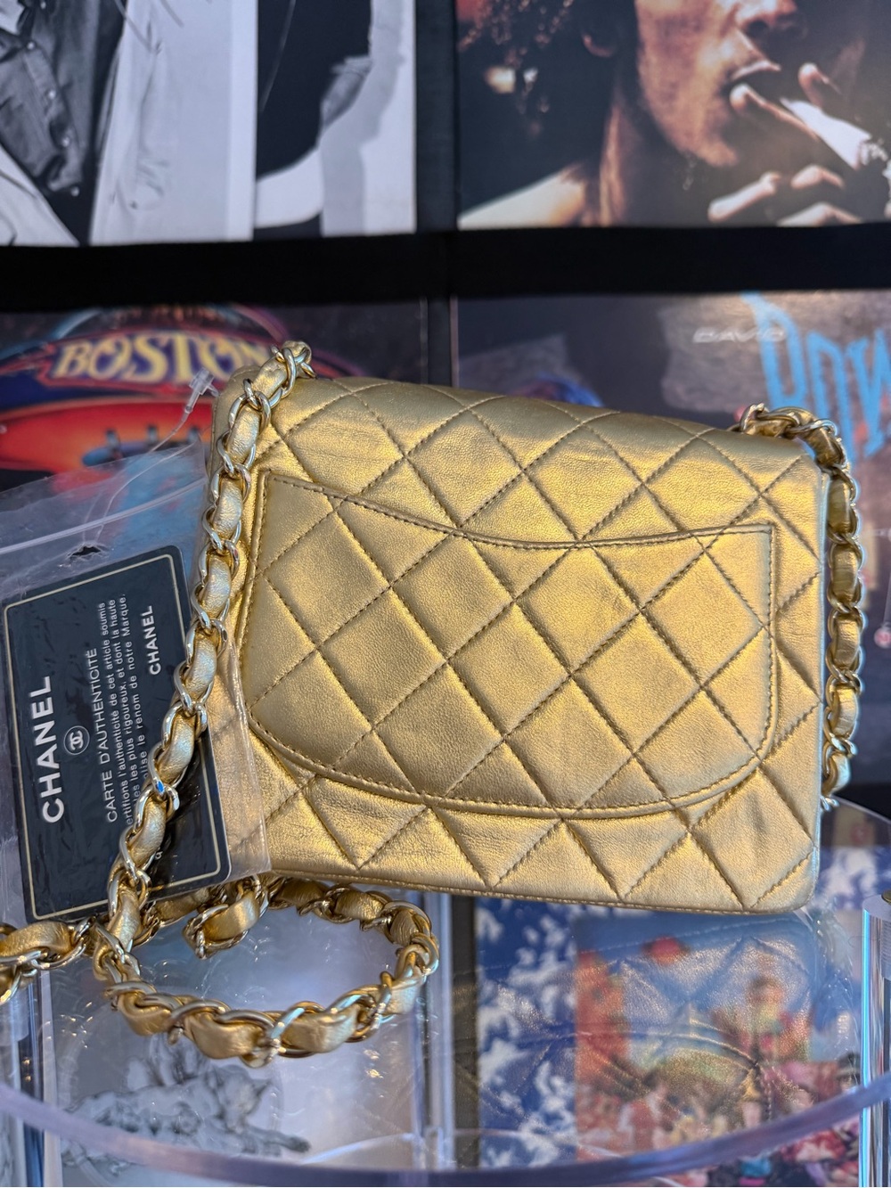 CHANEL Gold Quilted Mini Flap Bag with Chain Strap SERIES 7 - Picture 2 of 3